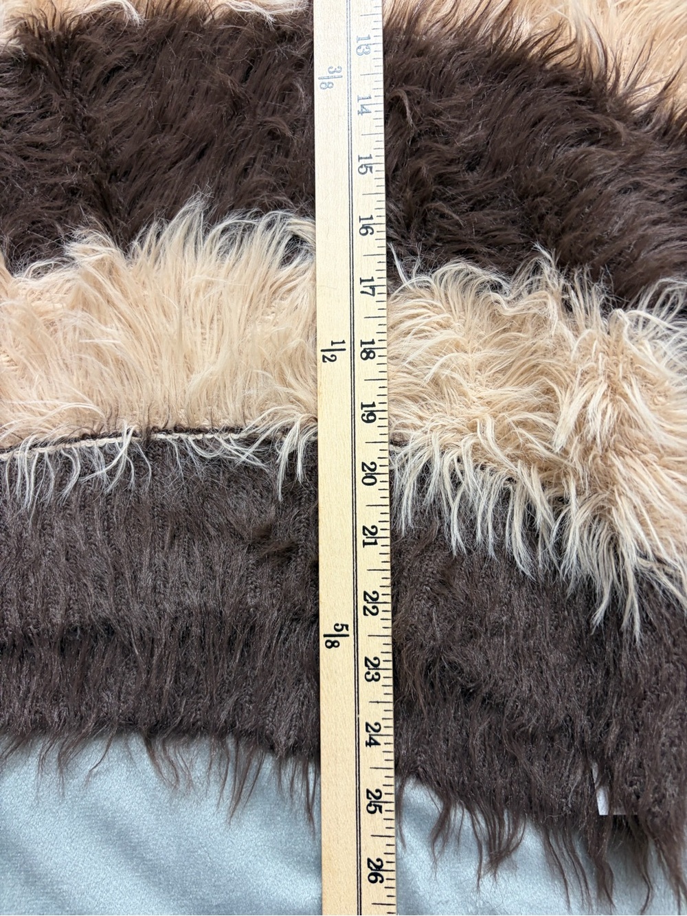 Topshop Womens M Shaggy Fuzzy Sweater Brown Cream Stripe Fluffy Y2K Oversized - Picture 10 of 15